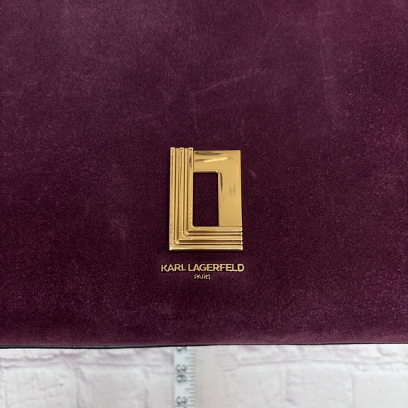 KARL LAGERFELD Simone Suede Leather Top Handle Raisin Satchel Crossbody--NWT - Picture 2 of 16